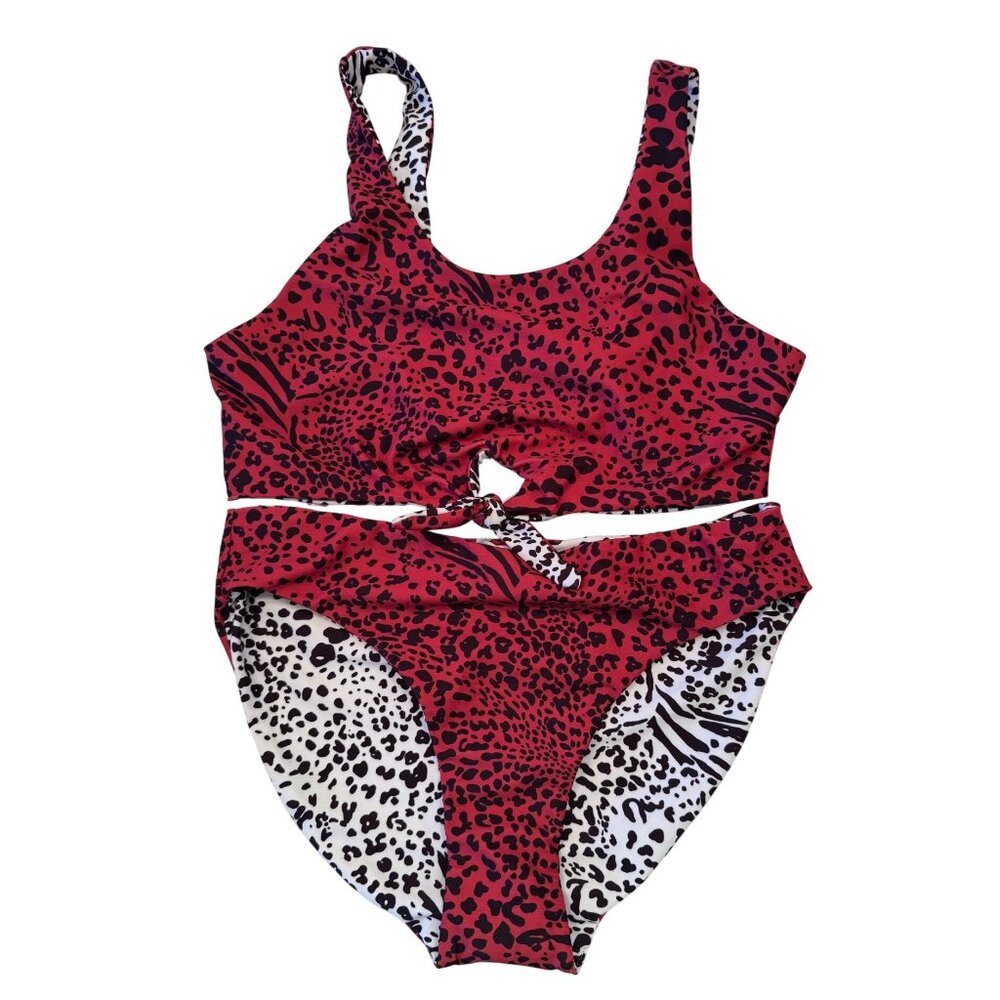 Tresure and Bond Girls Reversible Size 16 Two Piece Swim Suit NWT ANIMAL Print T